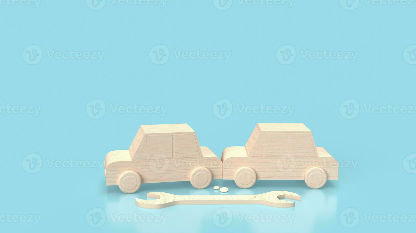 The wood car and tool for service concept 3d rendering photo