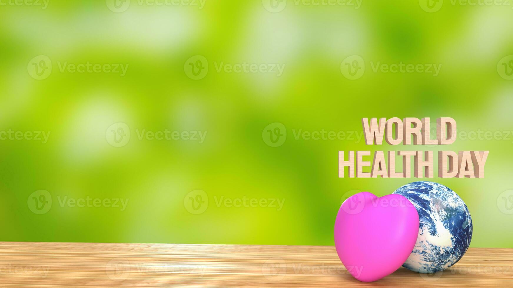 The earth and heart for World Health Day concept 3d rendering photo