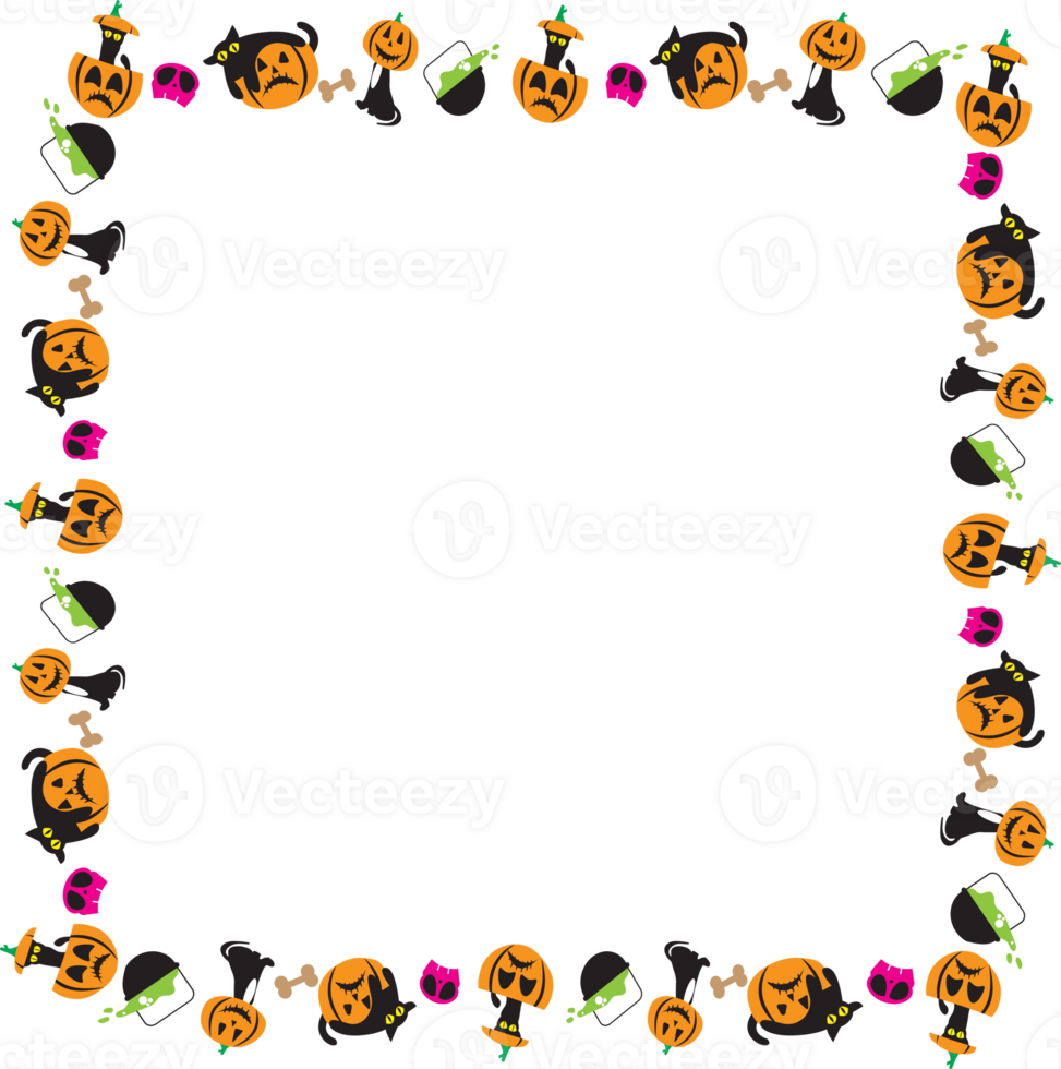 The Black cat and jack o lantern pumpkin Boarder line  for halloween content png