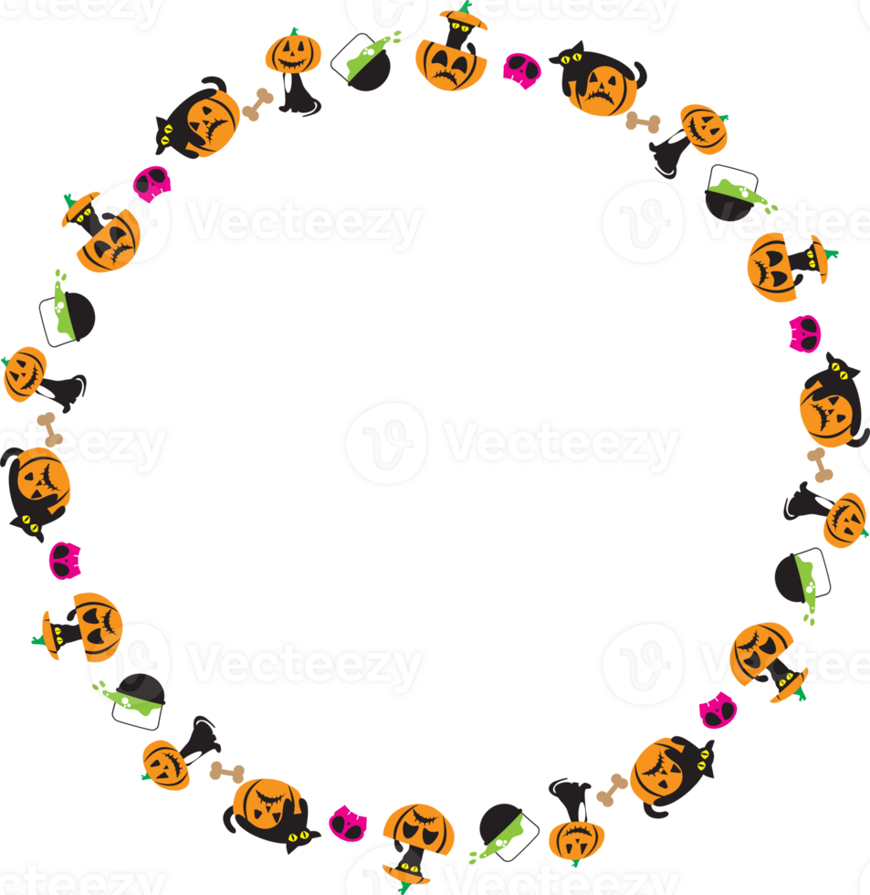 The Black cat and jack o lantern pumpkin Boarder line  for halloween content png