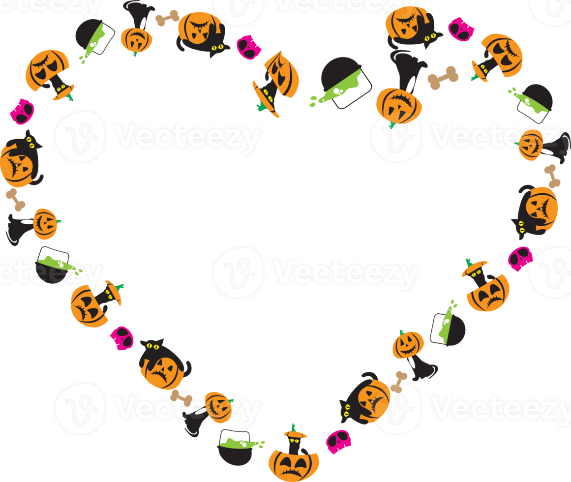 The Black cat and jack o lantern pumpkin Boarder line  for halloween content png