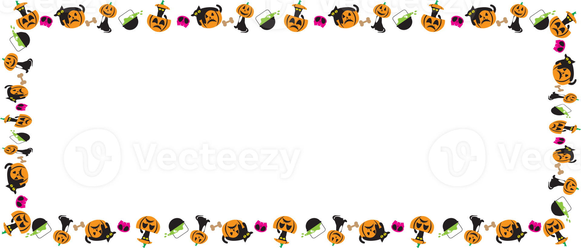 The Black cat and jack o lantern pumpkin Boarder line  for halloween content png