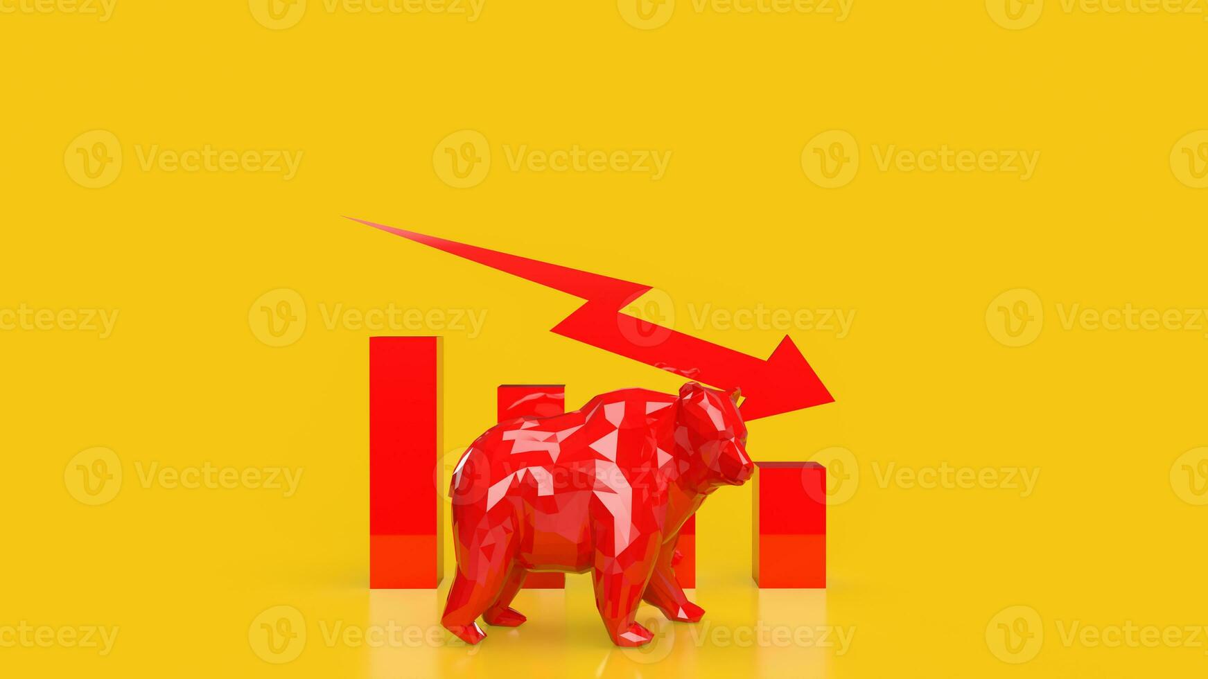 The Bear and Business chart 3d rendering photo