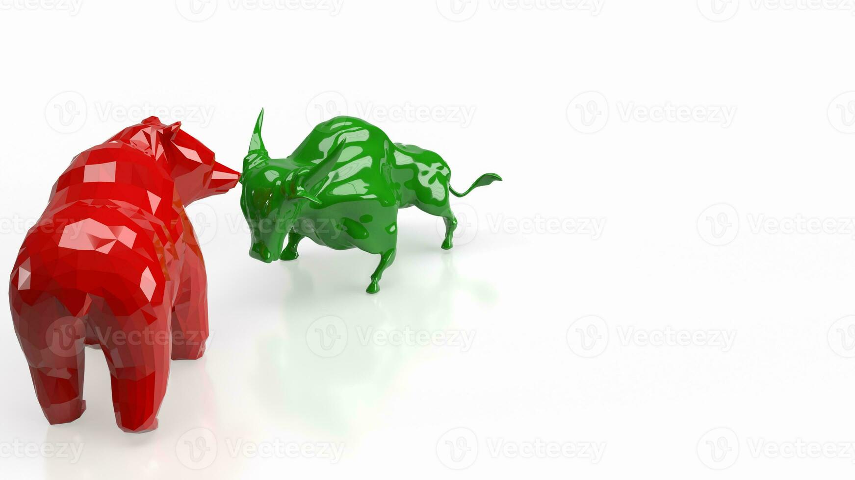 The green bull and red bear for business concept 3d rendering photo