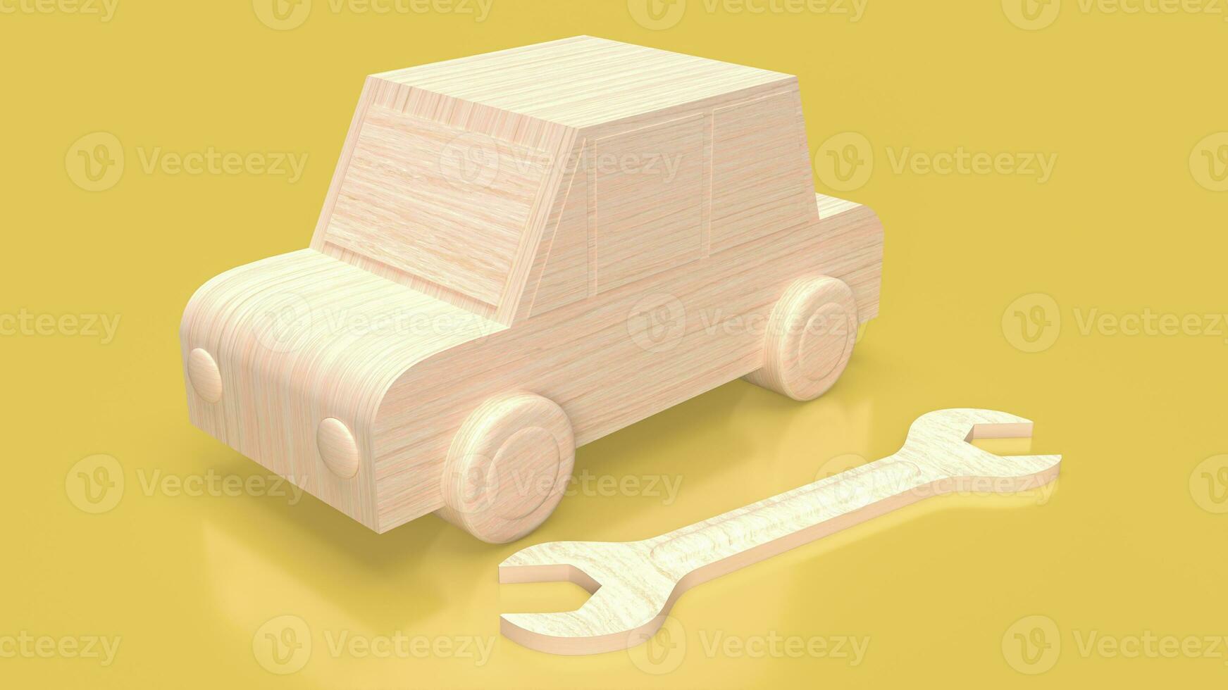 The wood car and tool for service concept 3d rendering photo