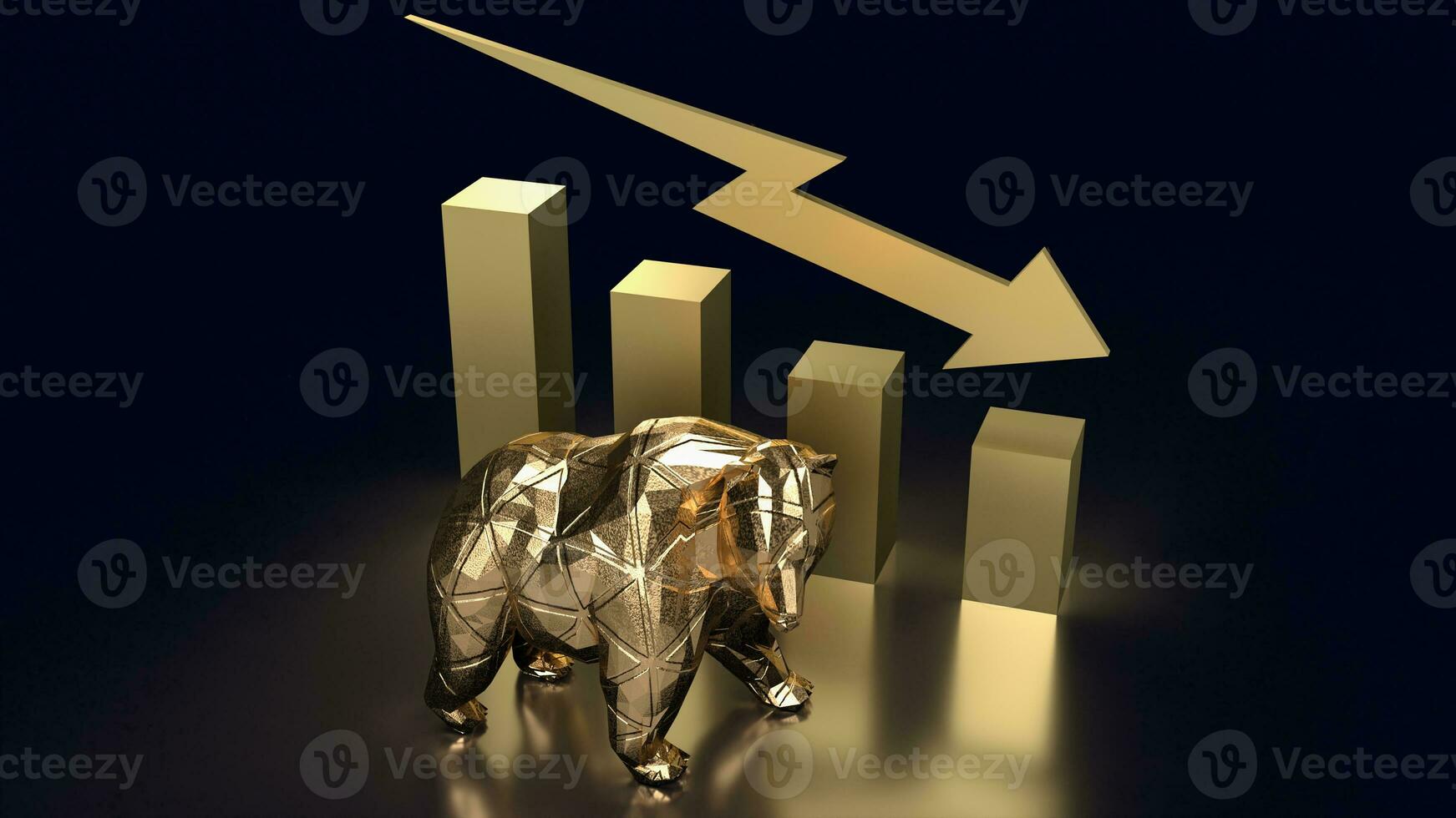 The Bear and Business chart 3d rendering photo