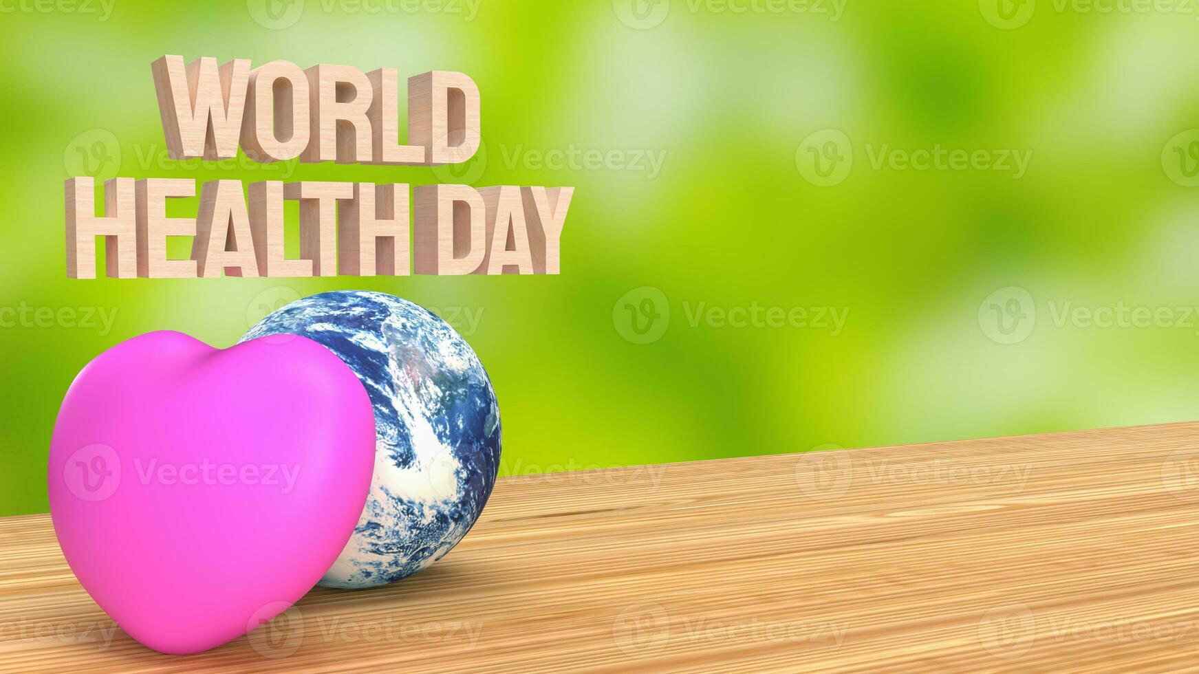 The earth and heart for World Health Day concept 3d rendering photo