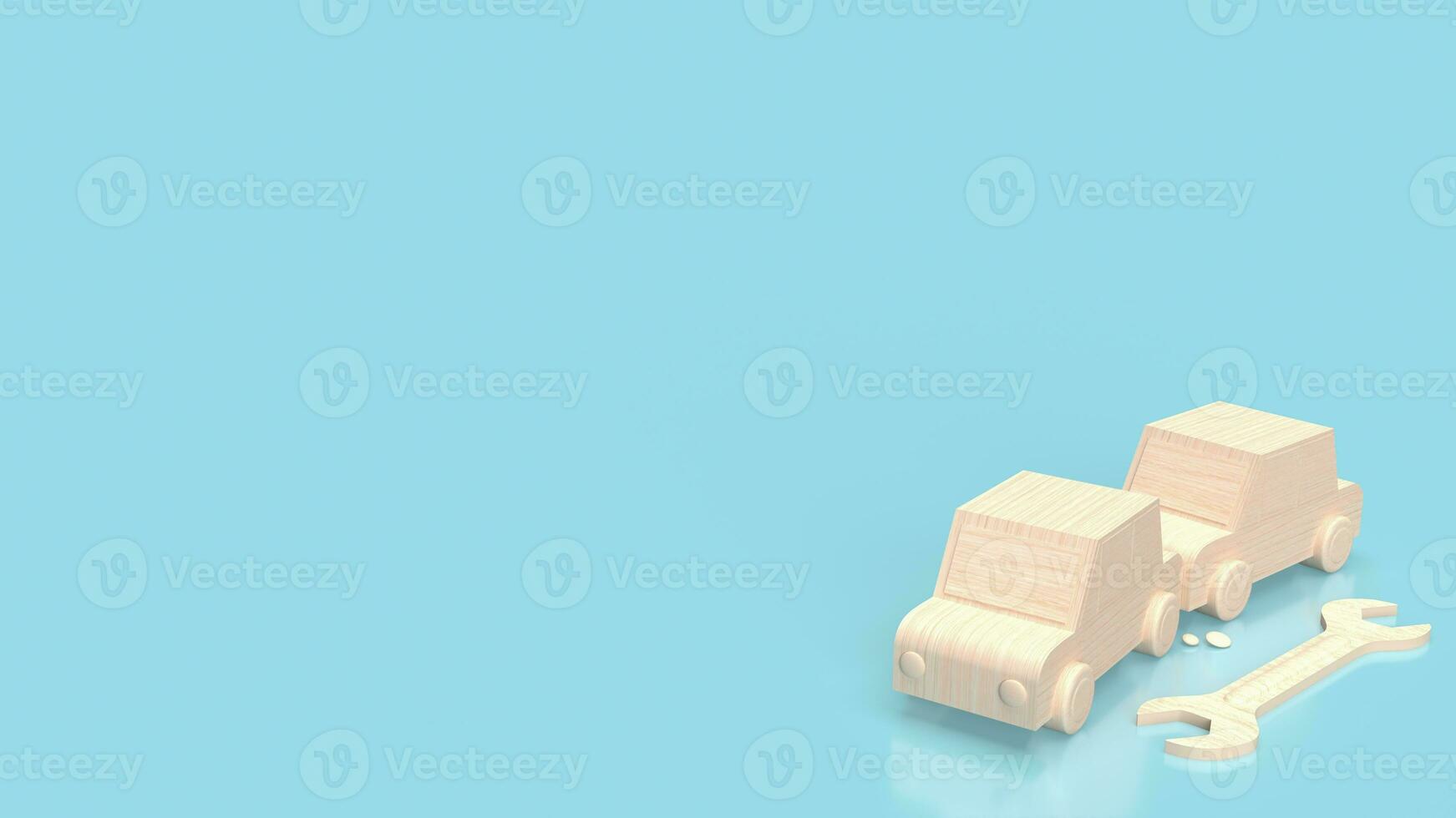 The wood car and tool for service concept 3d rendering photo