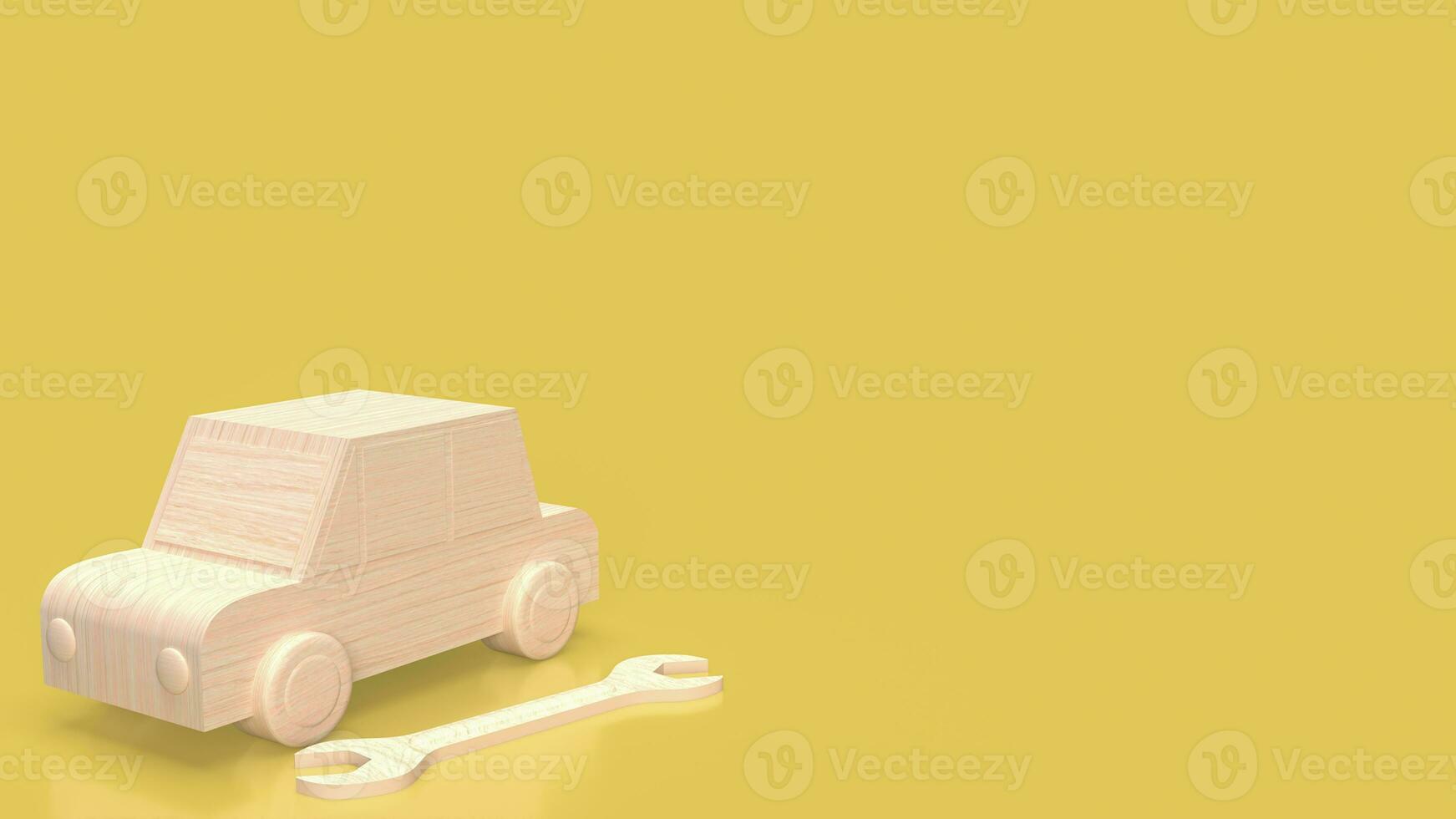 The wood car and tool for service concept 3d rendering photo