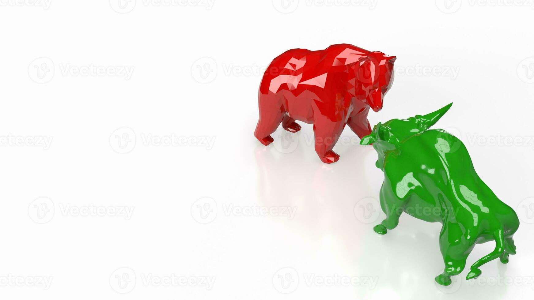 The green bull and red bear for business concept 3d rendering photo