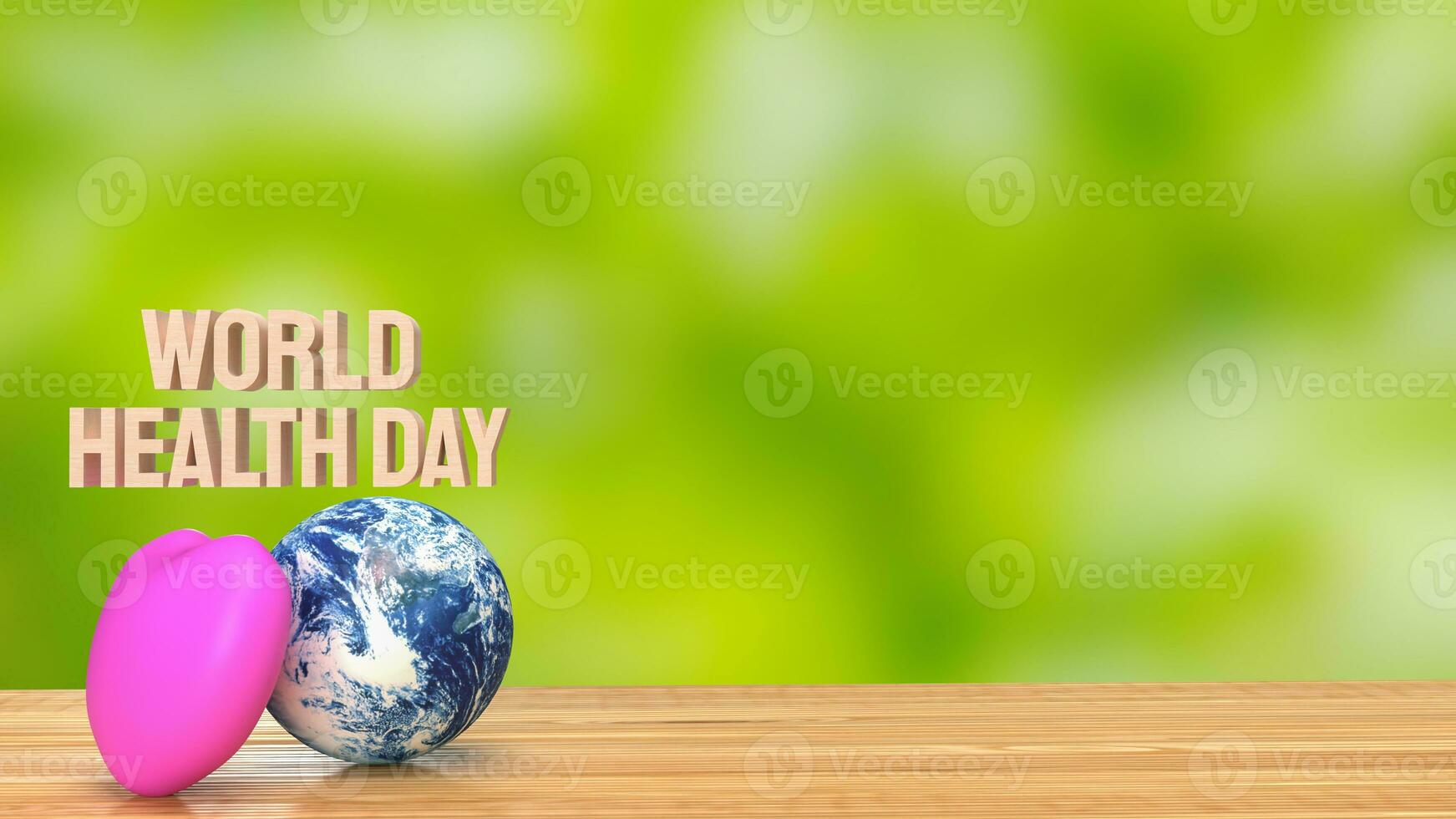 The earth and heart for World Health Day concept 3d rendering photo