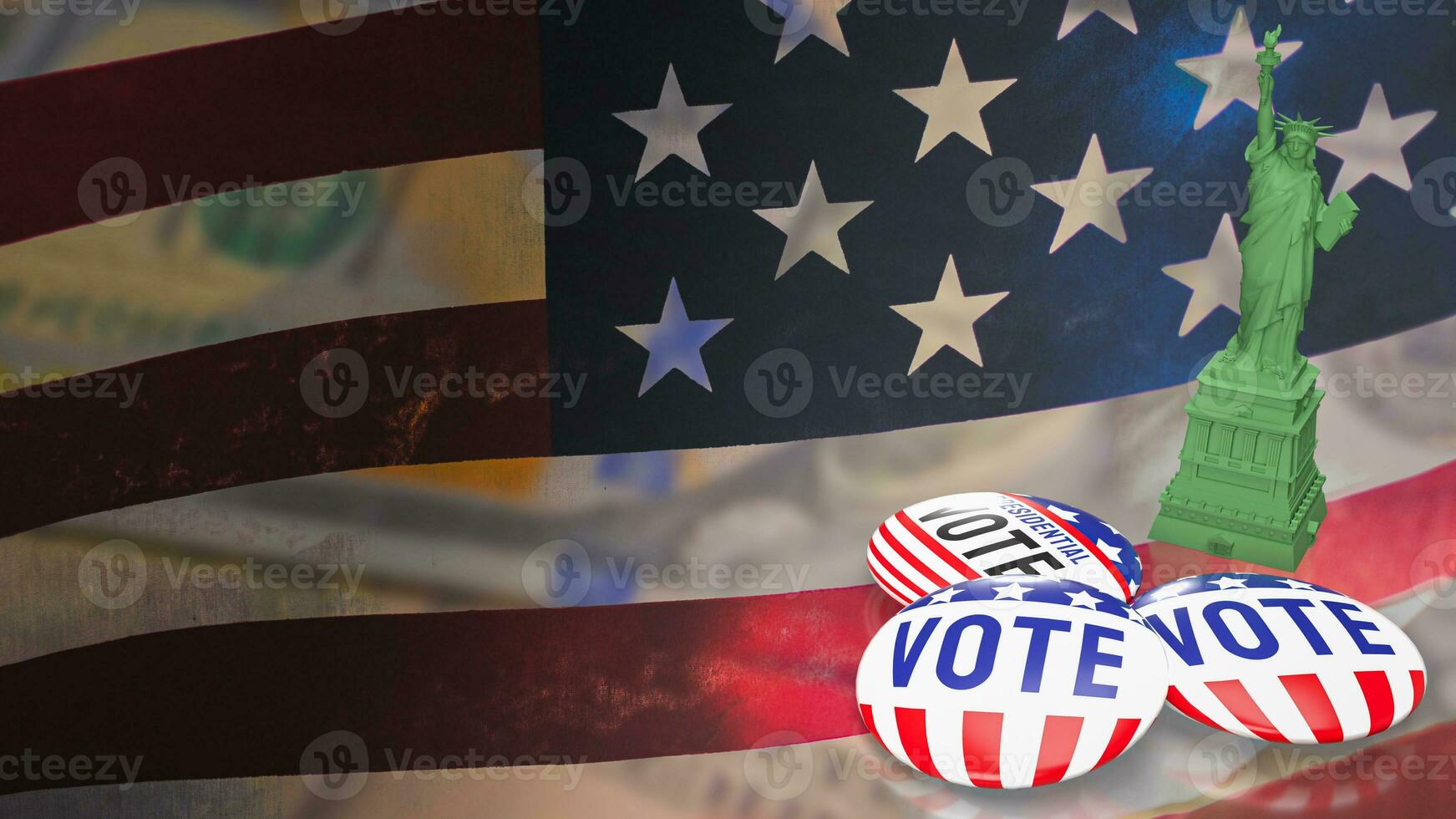 The statue of liberty on Usa flag Background for Vote concept 3d rendering photo