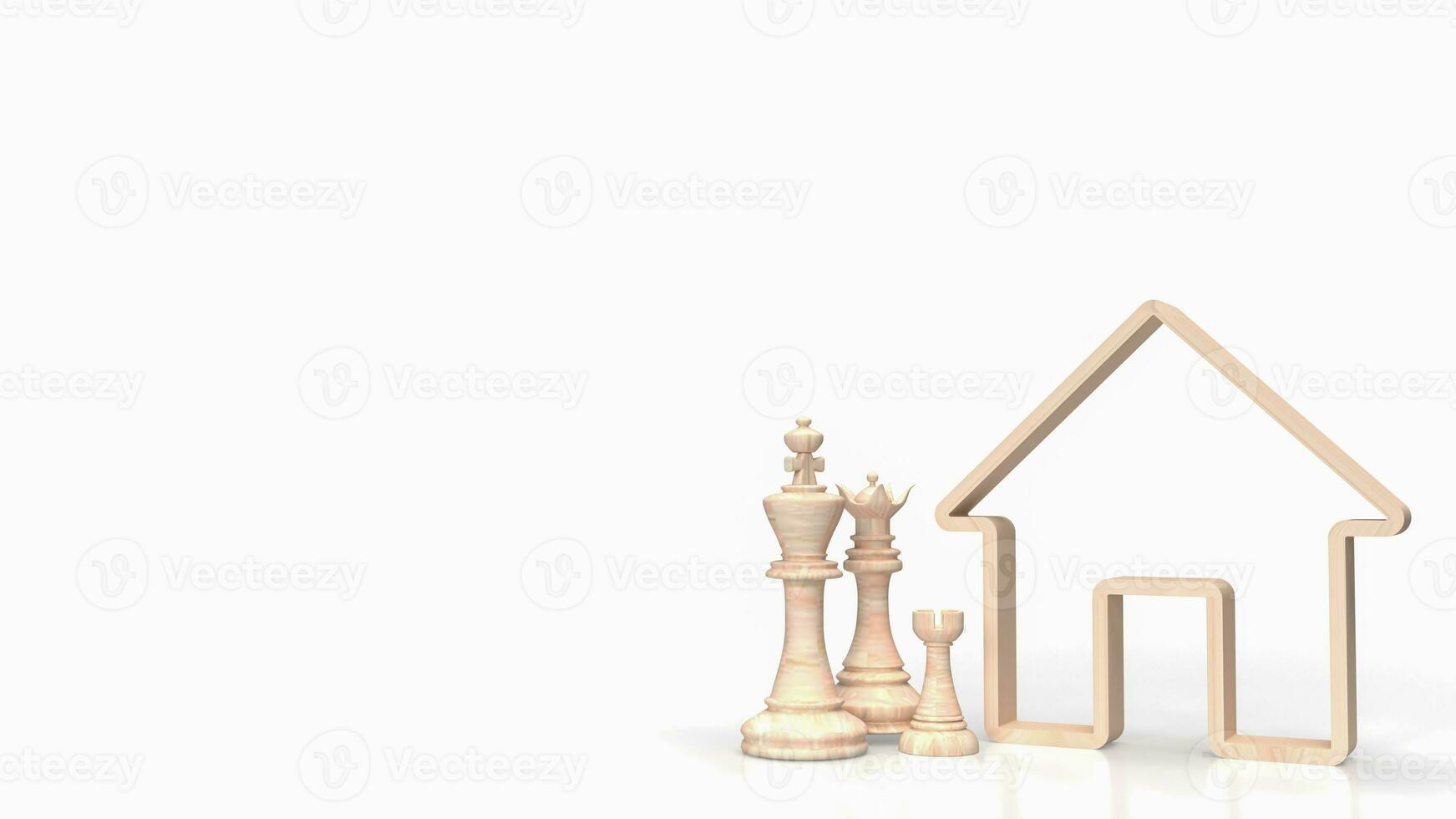 The chess family and house icon for home property Business 3d rendering photo