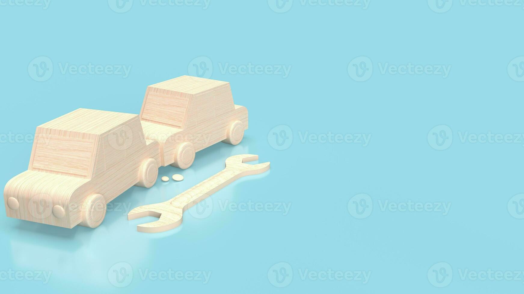 The wood car and tool for service concept 3d rendering photo