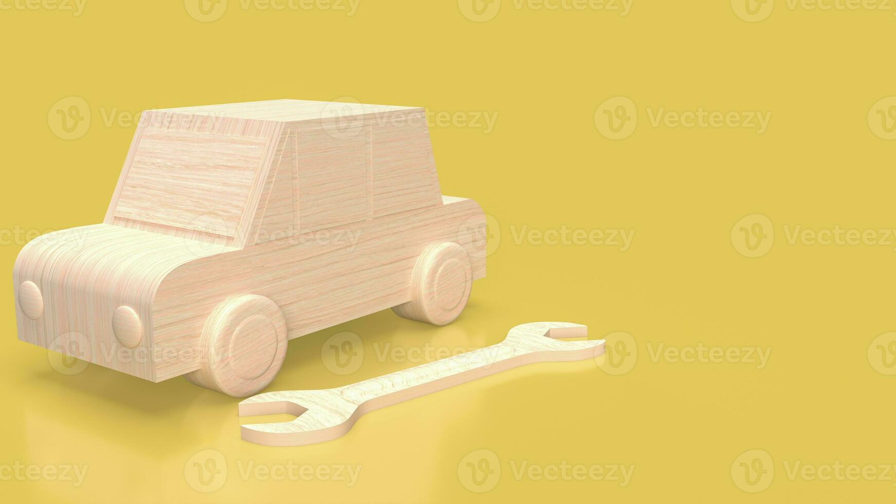 The wood car and tool for service concept 3d rendering photo