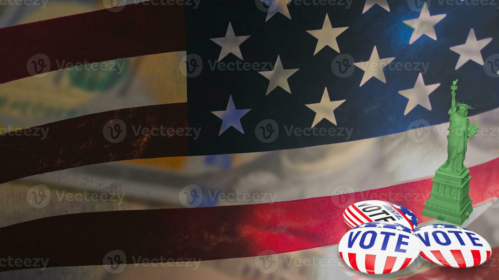 The statue of liberty on Usa flag Background for Vote concept 3d rendering photo