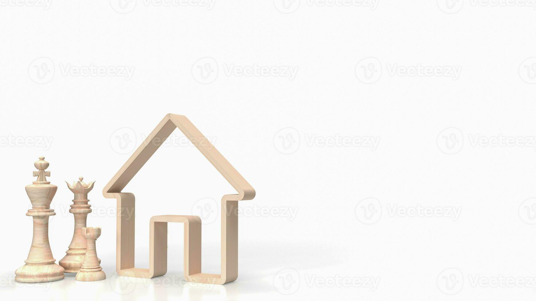 The chess family and house icon for home property Business 3d rendering photo