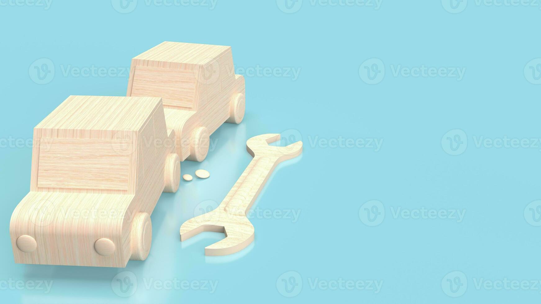 The wood car and tool for service concept 3d rendering photo