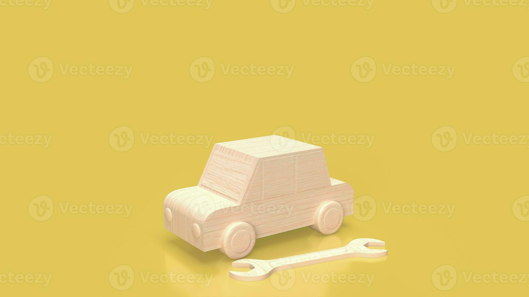 The wood car and tool for service concept 3d rendering photo