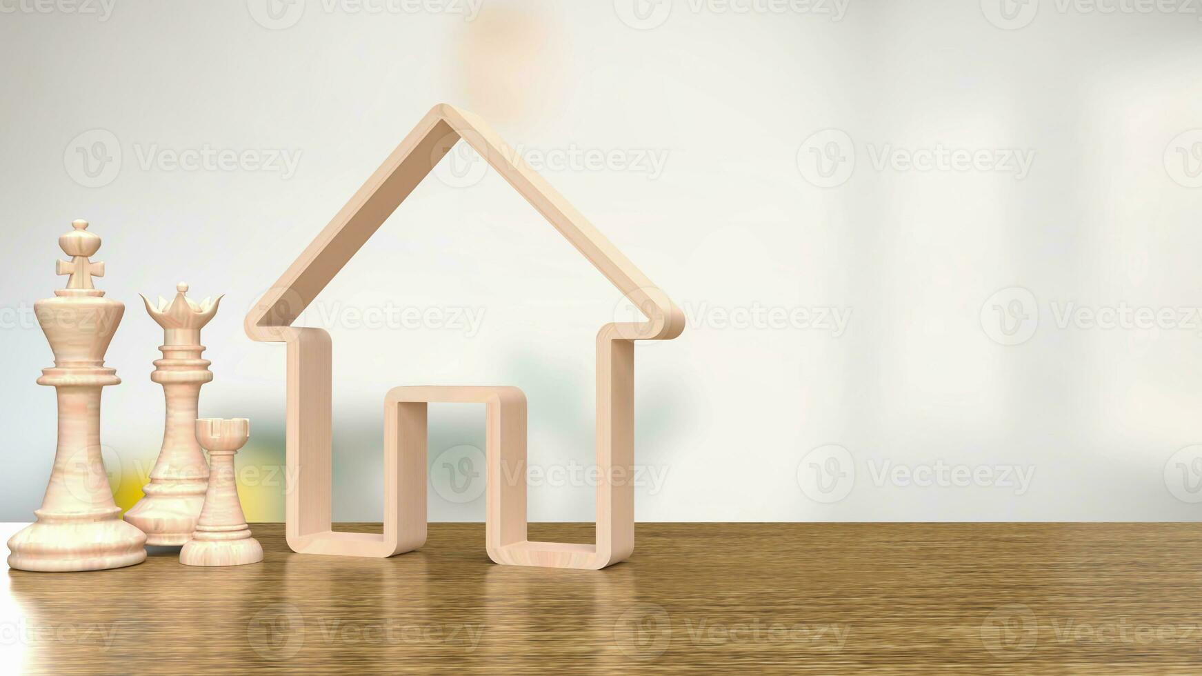 The chess family and house icon for home property Business 3d rendering photo