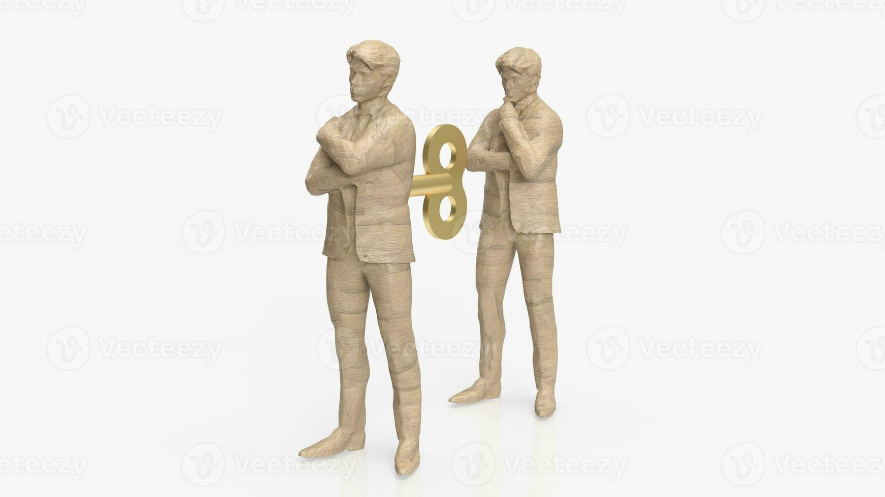The man with wind up for business on white background concept 3d rendering photo