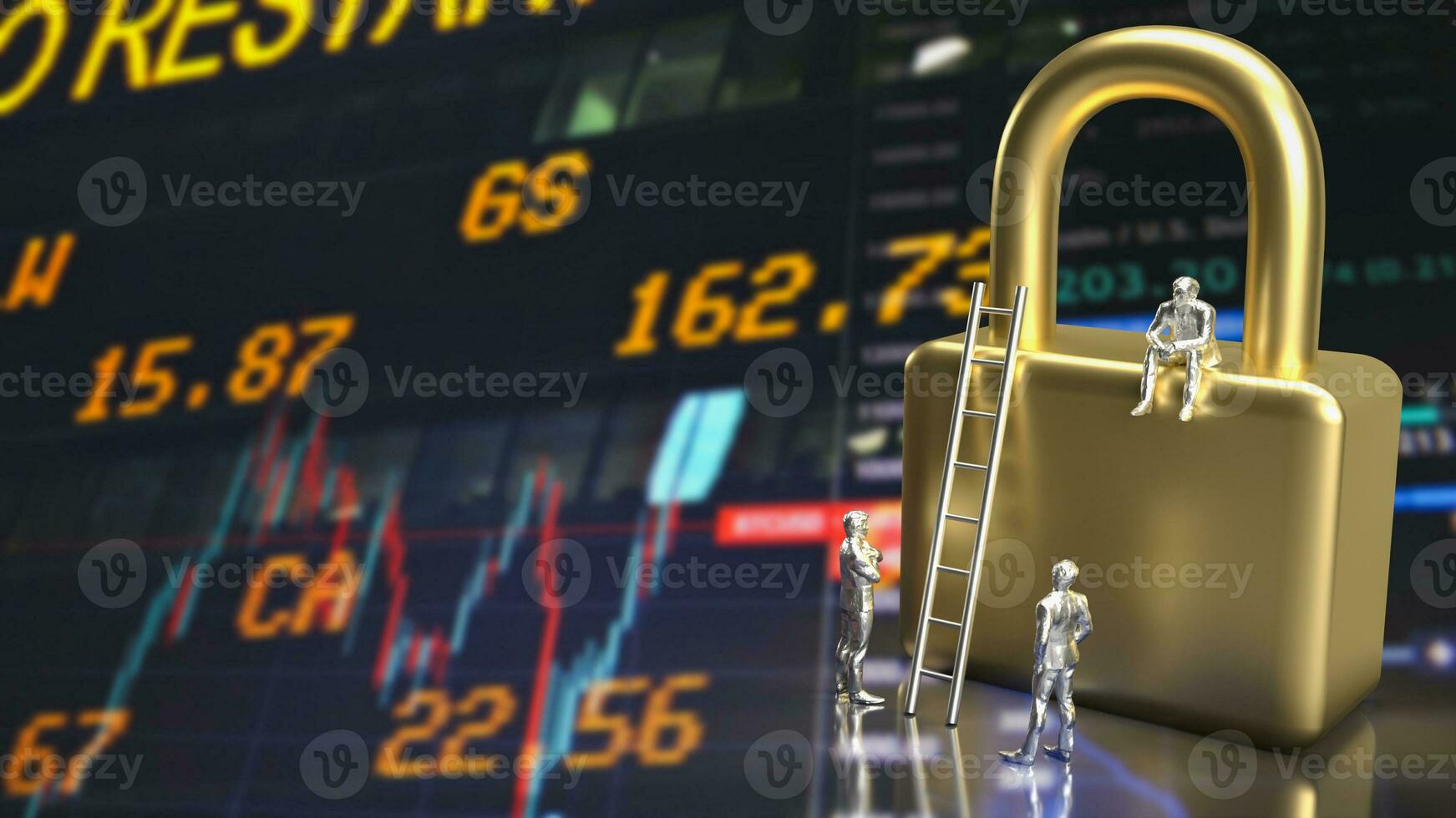 The man and lock for Business security concept 3d rendering photo