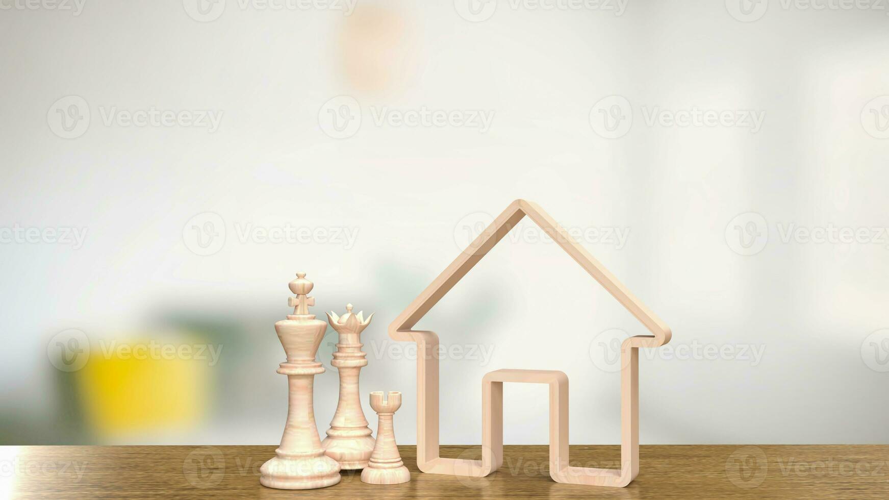 The chess family and house icon for home property Business 3d rendering photo