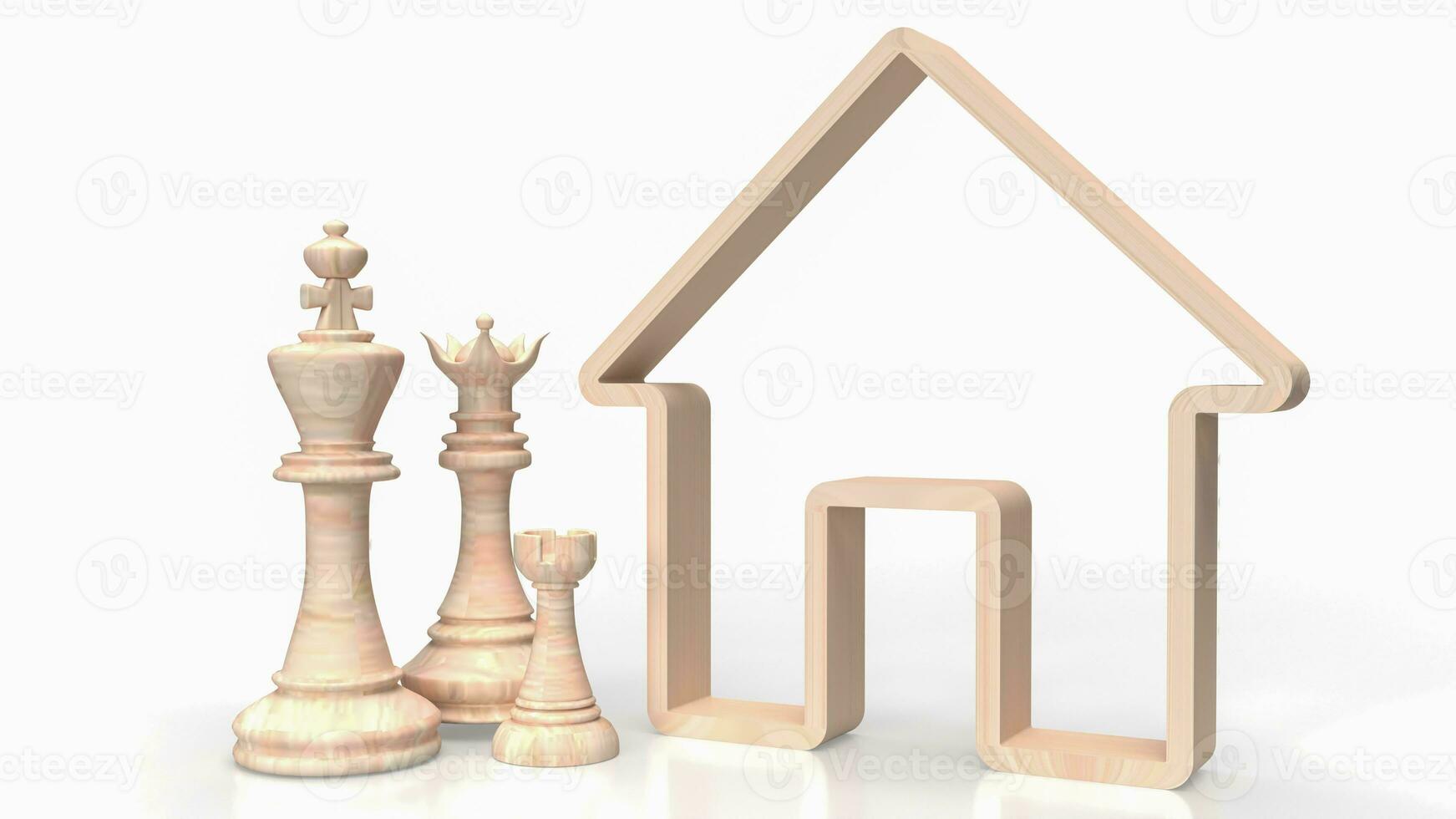 The chess family and house icon for home property Business 3d rendering photo