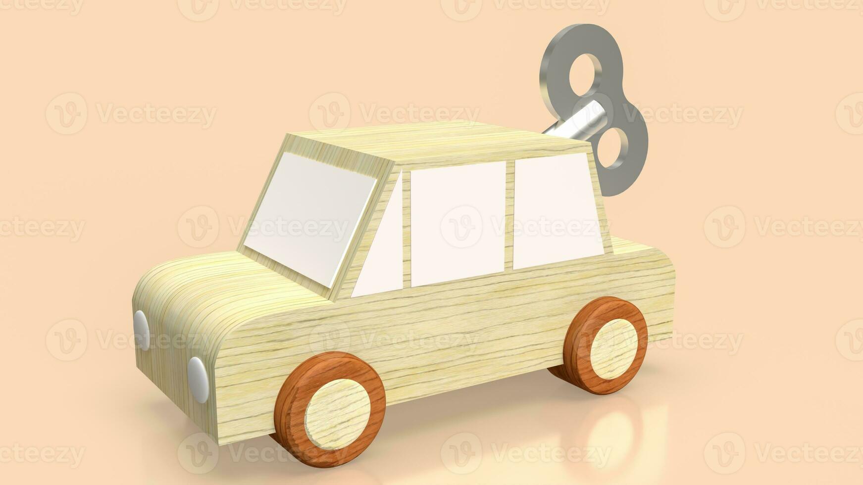 The car wood toy with wind up for service concept 3d rendering photo