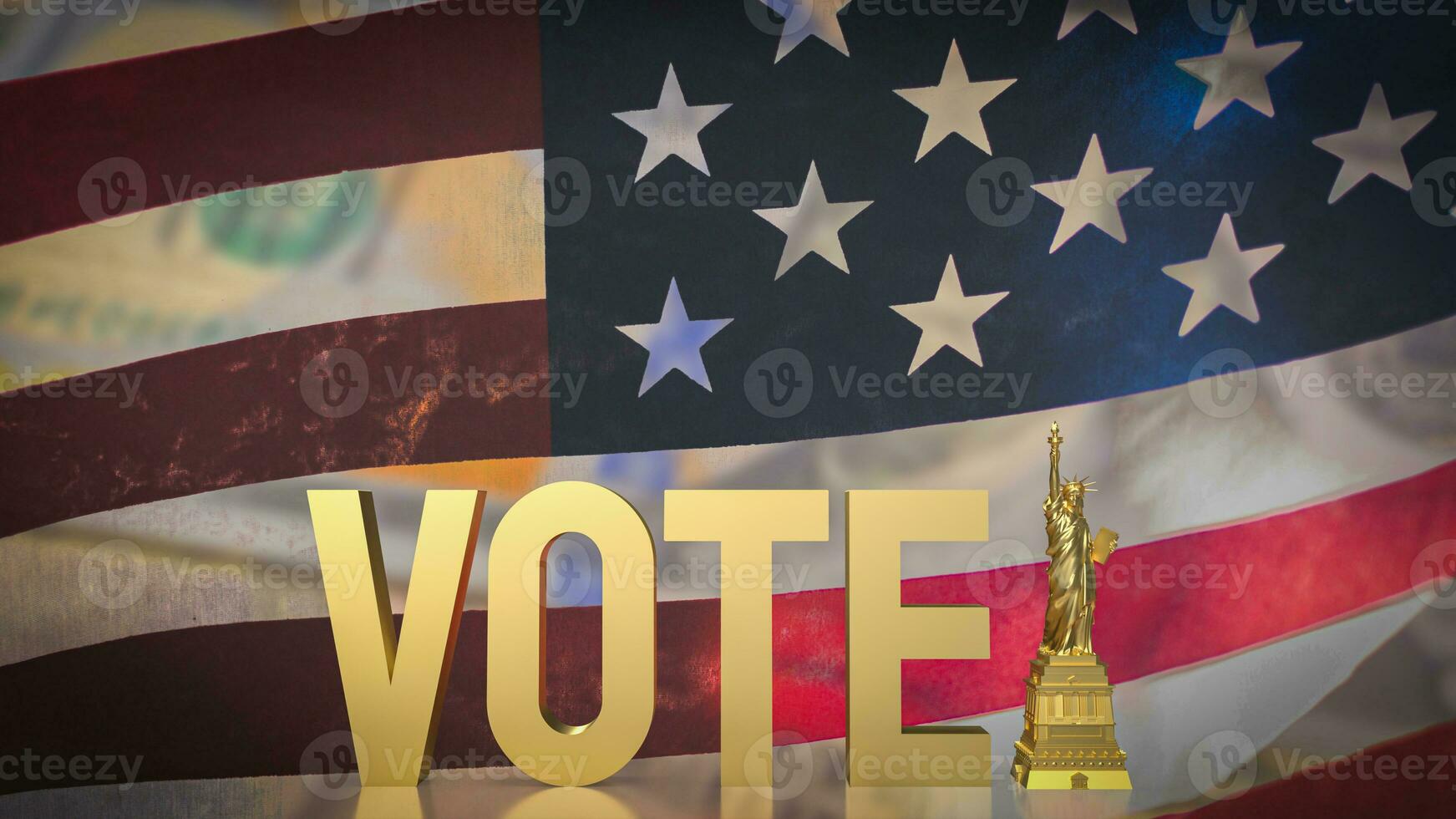 The statue of liberty on Usa flag Background for Vote concept 3d rendering photo