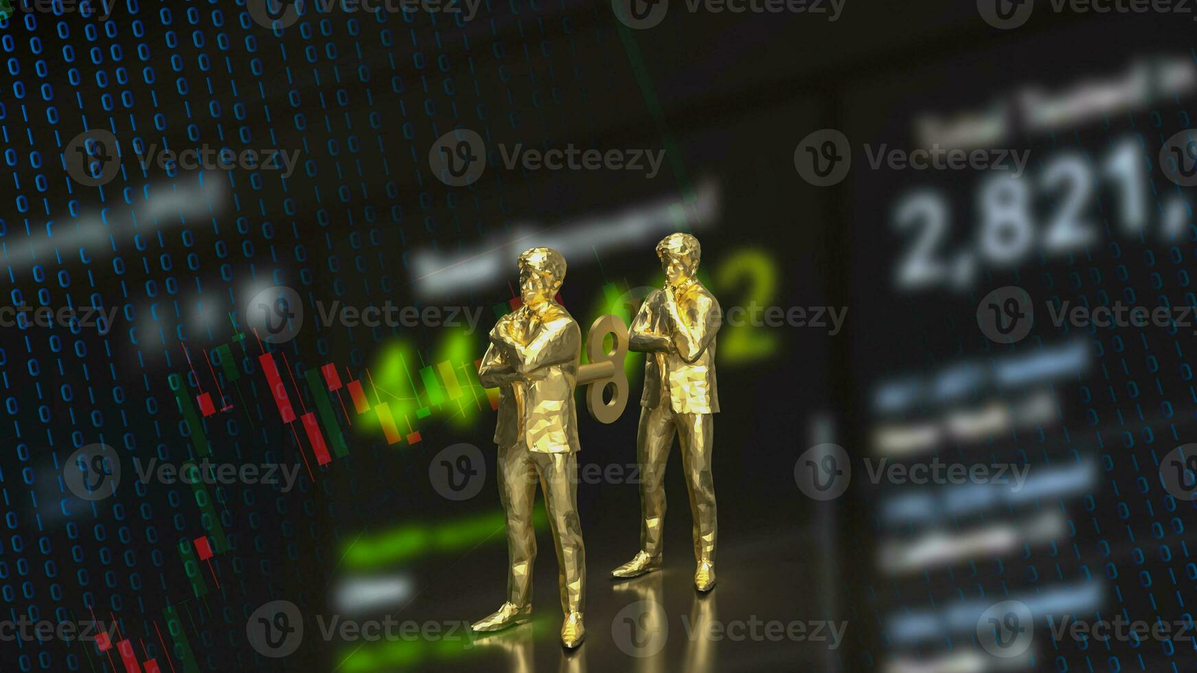 The man with wind up for business on chart background concept 3d rendering photo