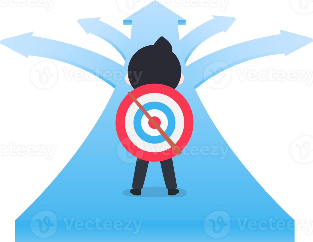 SD Business Man Carry the target behind and choose a path to start a business png