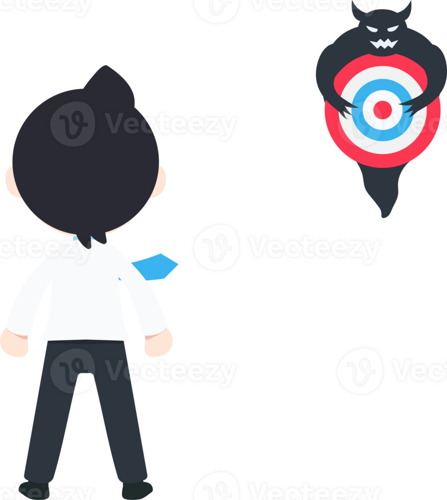 sd attività commerciale uomo pronto per combattimento diavolo Tenere un' bersaglio per raggiungere il obbiettivo solo png
