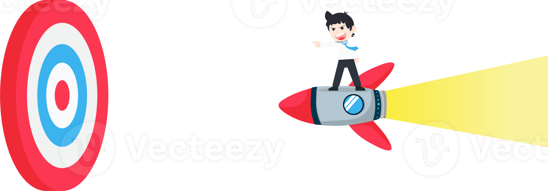SD Business Standing on a rocket, directed at the target quickly png