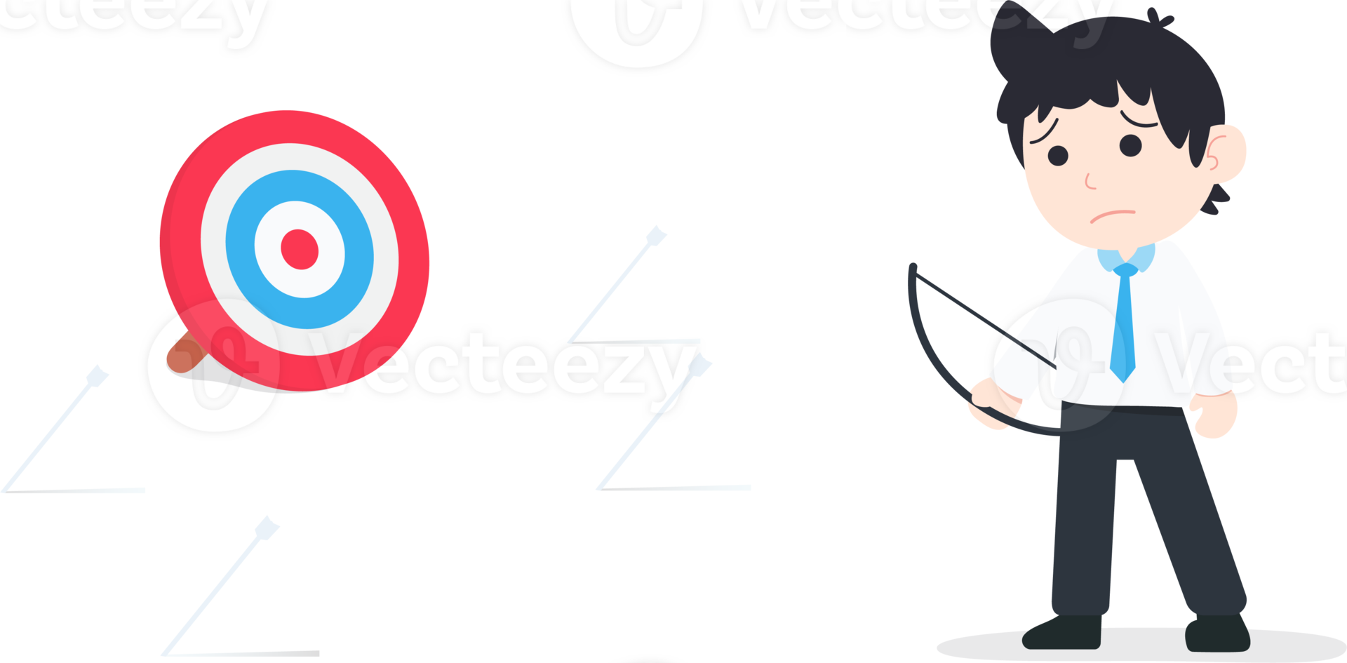 SD Business Man Shoot an arrow at the target but not hit the target at all png