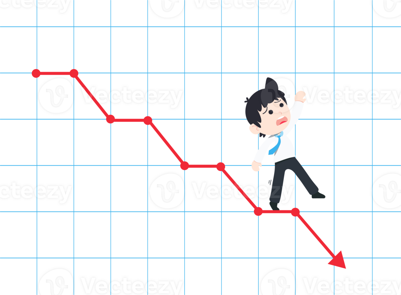 sd bedrijf Mens proberen naar grijp de doel Aan de vallend diagram png