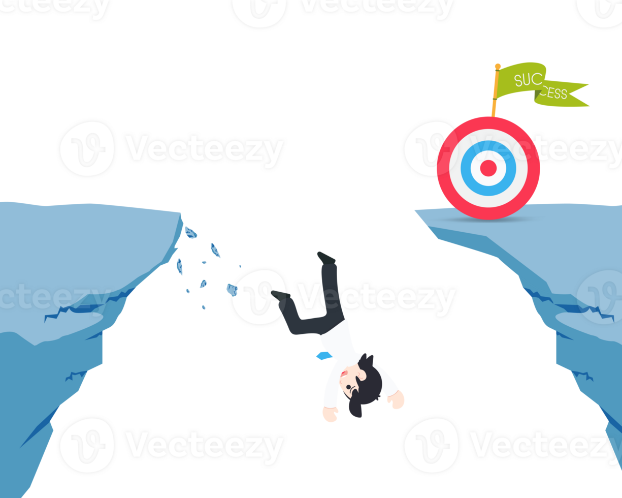sd bedrijf Mens vallend naar beneden en niet bereiken de doelwit reeks png