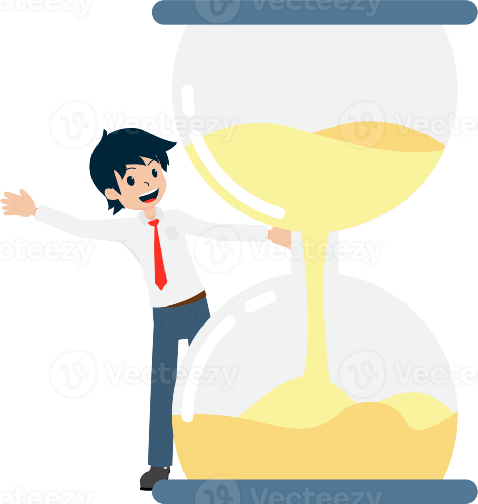 Salary Man Standing near the giant hourglass png