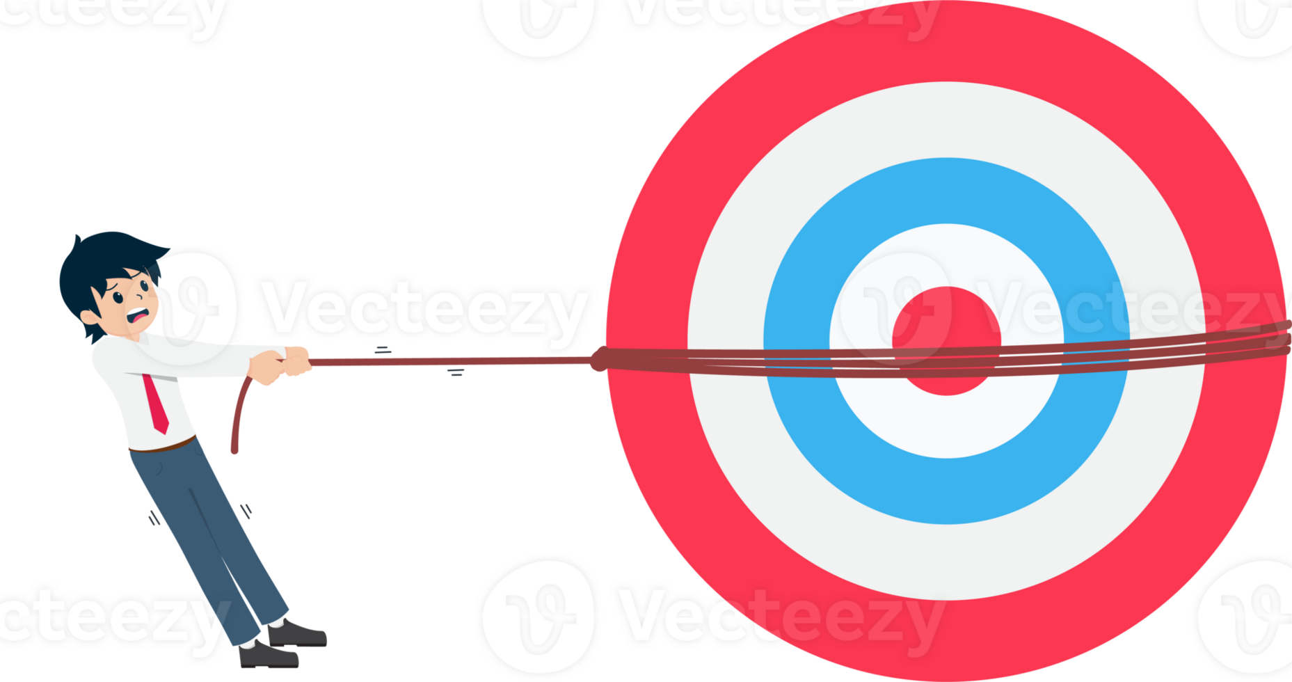 Salary Man Try to pull a giant target that too big for yourself png