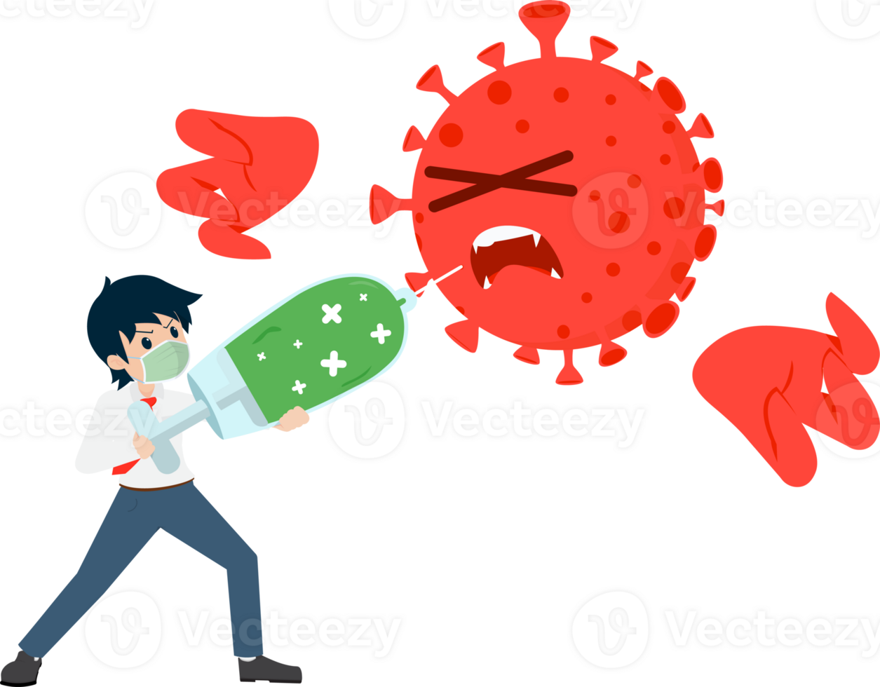 lön man ta en mask och dödade korona virus covid med vaccin png