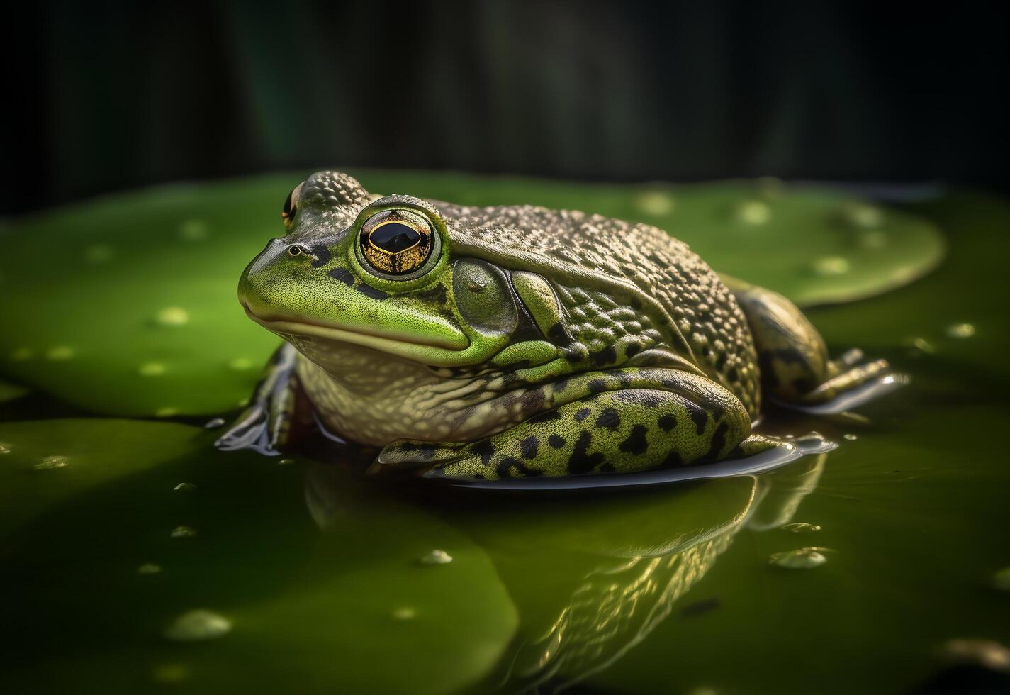 cerca arriba detallado retrato de rana animal, generativo ai foto