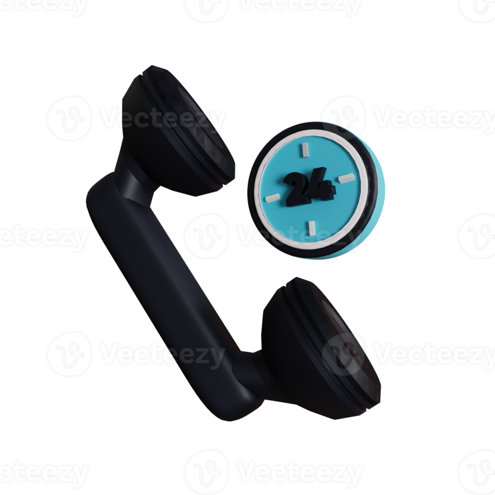 customer support 24 hours retro style 3d illustration png