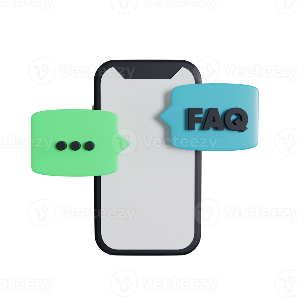 frequently asked question service retro style 3d illustration png