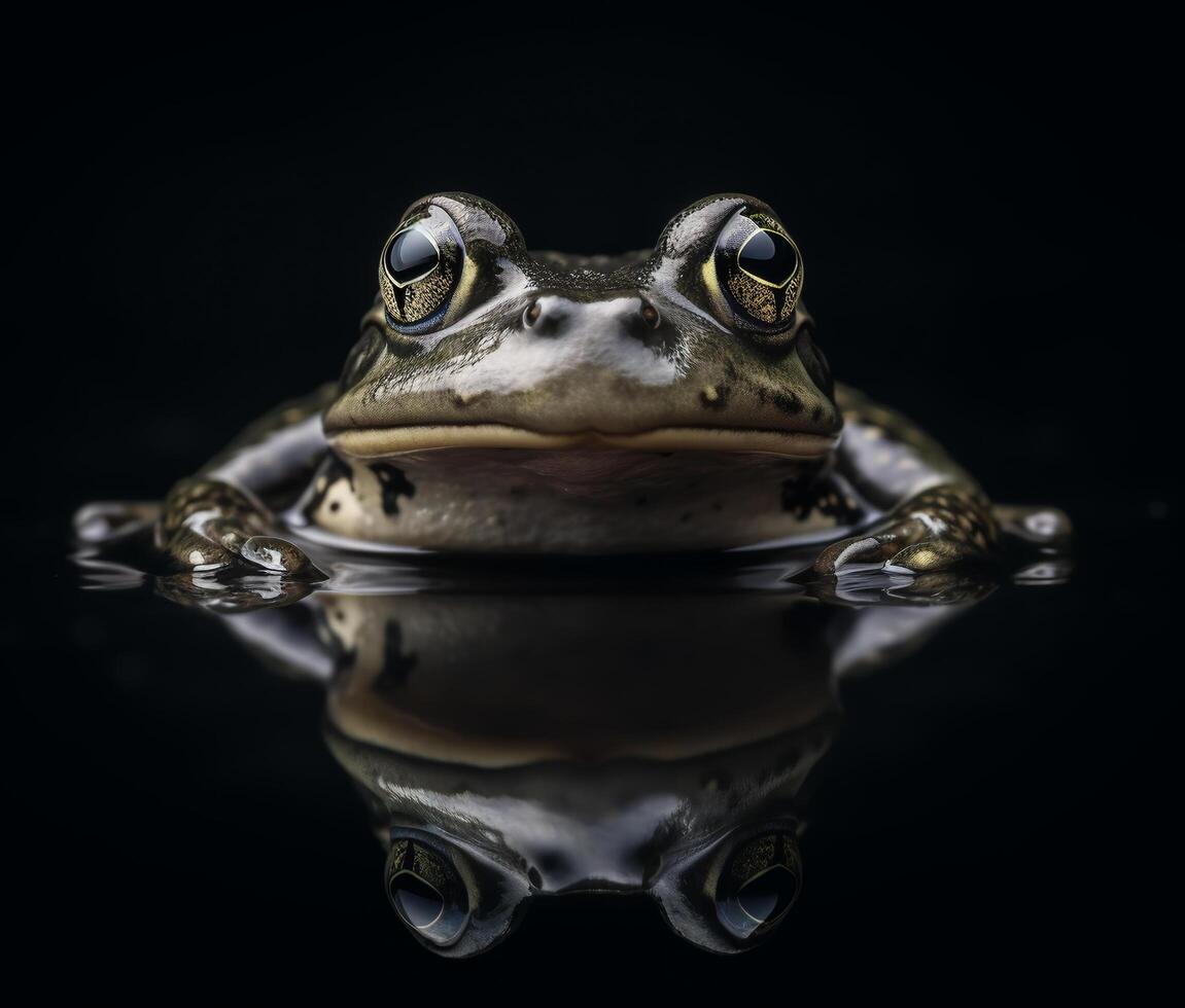 cerca arriba detallado retrato de rana animal, generativo ai foto