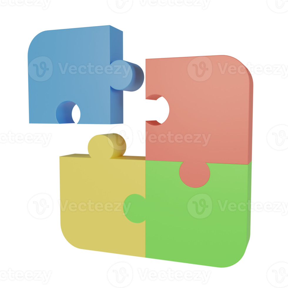 3d render icon Jigsaw puzzle. Tiling puzzle. Puzzles parts. png