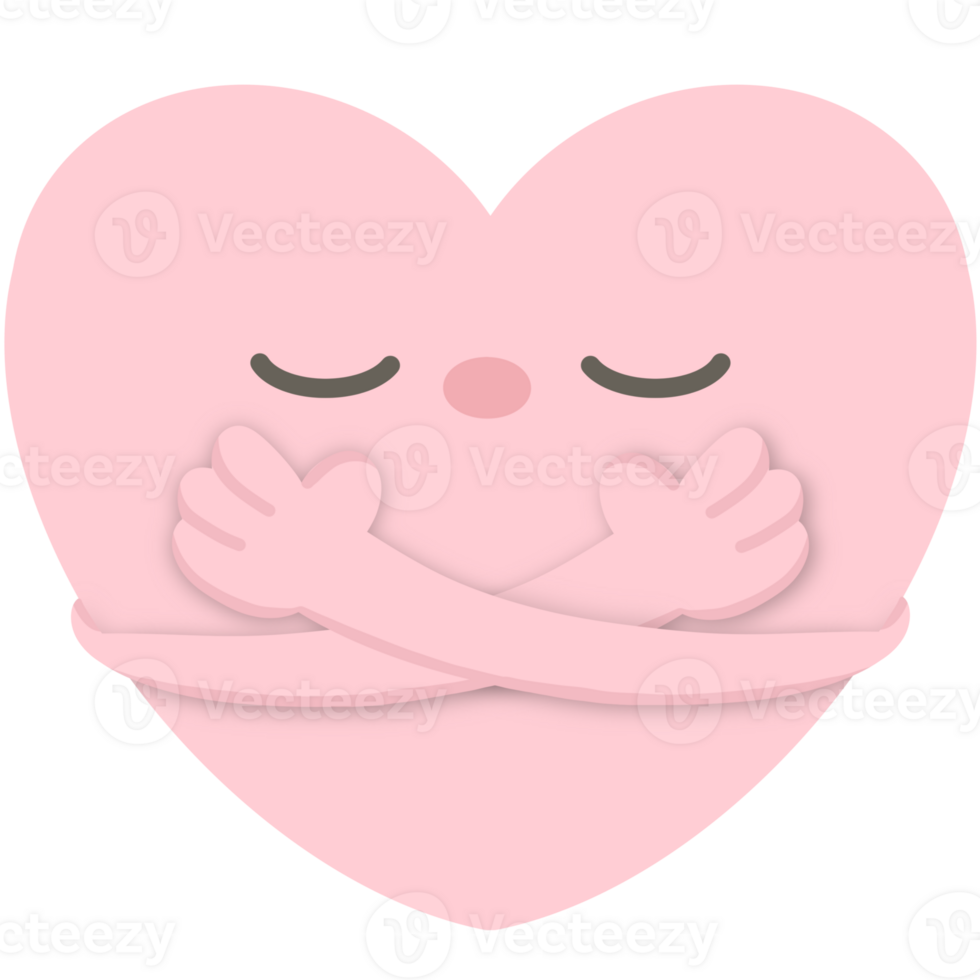 Pink heart hugging yourself png