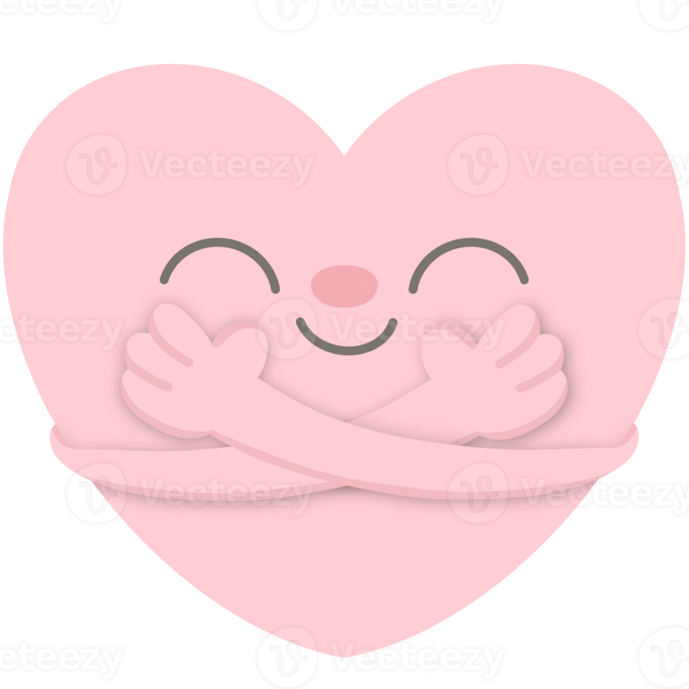 Pink heart hugging yourself png
