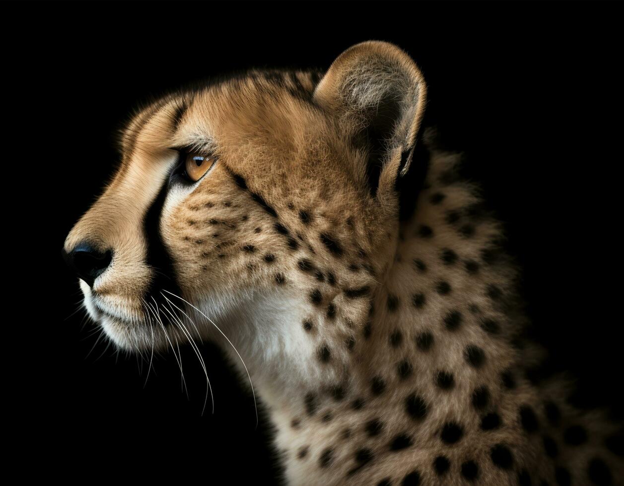 close up detailed portrait of leopard face. generative ai photo