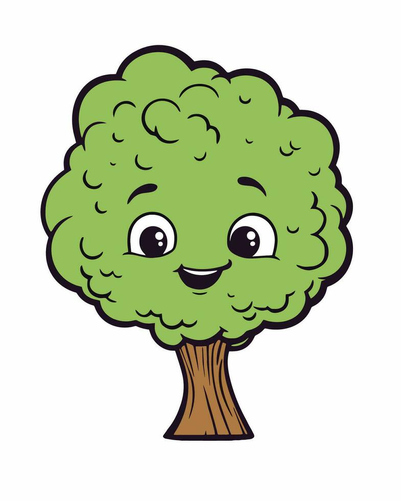 happy cartoon tree vector