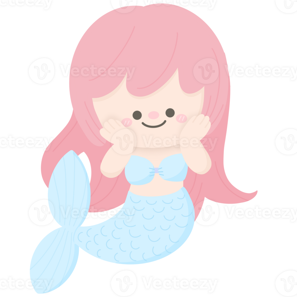 Cute pinky hair little mermaid png